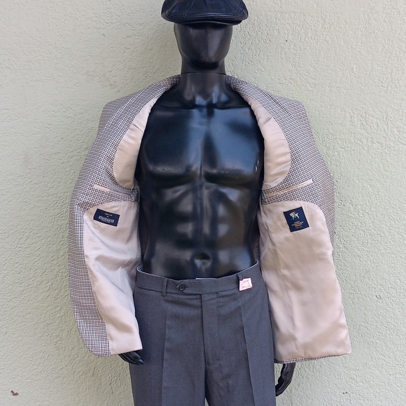 HART SCHAFFNER MARX for NATHAN'S (LAKELAND) MEN'S LUXURY CHEK/PLAID BLA ZER (US) - Picture 15 of 17